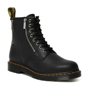 DR.MARTENS ZIP NAPPA 1460 BLACK Combat Moto boots, US Mens 4,US Women's 5